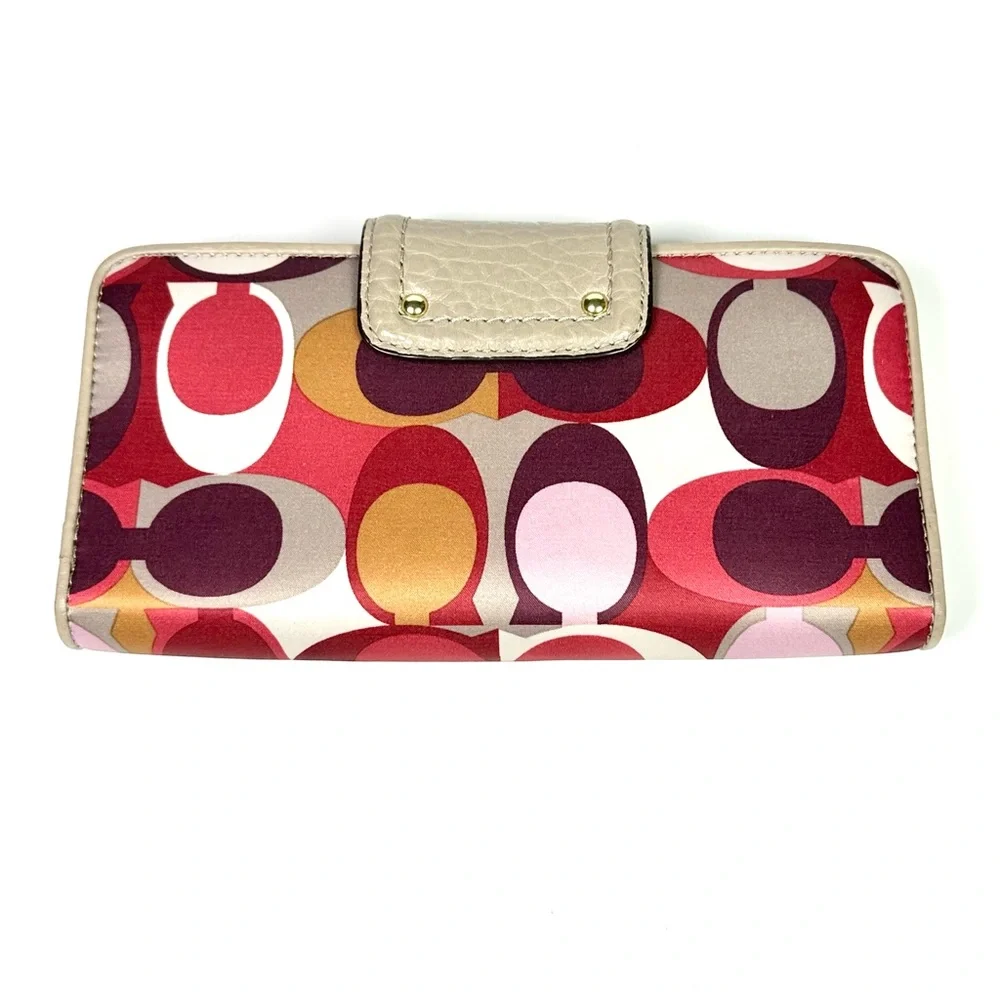 Coach Signature Logo Wallet “ Madison “ Pink & Cranberry